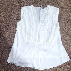 Chaus White Embellished Peplum Blouse